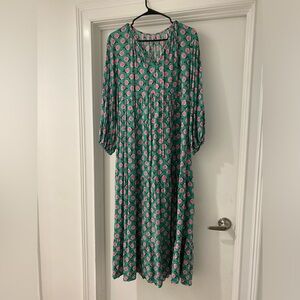 Green floral maxi dress